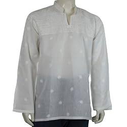 Mens Embroidered Summer Cotton Kurta Chest 38 inches (gck171c)
