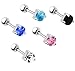 BodyJ4You Tragus Earring Stud 5 Pieces Round CZ Cartilage Barbell 16G Stainless Steel
