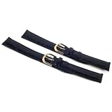 2 Black Leather Watch Bands Croco Gold Buckles 18mm New