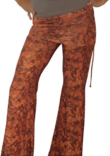 CoCo's Best Wrinkle Free Travel Pants Wide Leg Palazzo Yoga Pants Lounge Pants - Autumn Python (Small)