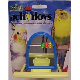 JW Pet Company Activitoy Mirror Feeder Perch Bird Toy for Keets and Tiels Assorted Colors by JW Pet Company