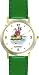 Cat Fishing - Cat Cartoon or Comic - JP Animal - WATCHBUDDY® DELUXE TWO-TONE THEME WATCH - Arabic Numbers - Green Leather Strap-Size-Children's Size-Small ( Boy's Size & Girl's Size )