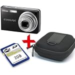 Nikon S550 Black Digital Camera 10MP 5xZoom +Hard Case+2GB SD Bundle