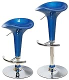 Produkt-Bild: 2 x Barhocker "Tulpe" h&ouml;henverstellbar und drehbar in Blau
