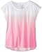 Kidtopia Big Girls' Printed Dip Dye Cropped Dolman Sleeve Top with Contrast