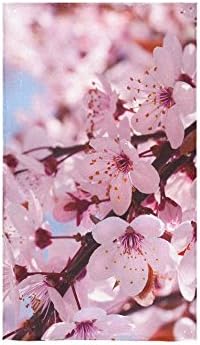 Beautiful Cherry Blossom Tree, Sakura Flower Pattern Custom Beach Hotel Travel Washcloth Hand Towel Warmer Soft and Comfortable 80% Polyester 20% Cotton, (16" x 28")
