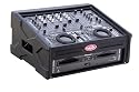SKB DJ Capsule: Roto-mold shell, 8U slant top rack, 2U front rack, wood reinforced soft nylon cover