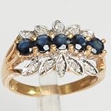14k Yellow Gold .50 CTW Sapphire & Diamond Vintage Estate Ring