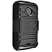 ZTE Whirl 2 / Zinger Case Combo by ICE-CLEAR(TM)-HERCULES Dual- Layer Hard/Gel Hybrid Kickstand Armor Case w/ Holster (Black/Black)+Touch Screen Stylus