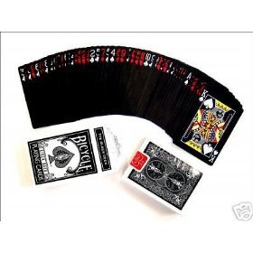 The Black Deck by Magic Makers Bicycle 808 Playing Cards with 4 Gaff for tricks instructions included