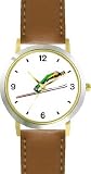 Man Ski Jumper Jumping - Snow Skiing - WATCHBUDDY® DELUXE TWO-TONE THEME WATCH - Arabic Numbers - Brown Leather Strap-Children's Size-Small ( Boy's Size & Girl's Size )