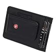 Alpine Swiss Genuine Leather Money Clip front pocket wallet with magnet clip and card ID Case - Black - Soft Lambskin Comes in a Gift Bag