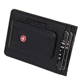 Alpine Swiss Genuine Leather Money Clip front pocket wallet with magnet clip and card ID Case - Black - Soft Lambskin Come...