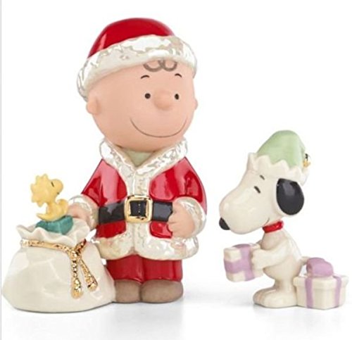 Lenox Fine Porcelain China Charlie Brown's Christmas Delivery Snoopy 2pc Figurine Set - 3.75