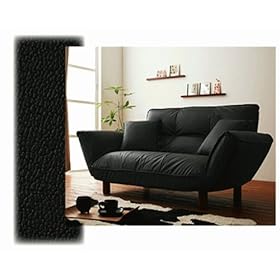 【クリックで詳細表示】カウチソファ【Esta】エスタ レザータイプ ブラック色