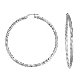 Karat Platinum 1 3/4 Inch Twist Hoop Earrings