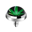 Surgical Steel Internally Threaded Hemp Leaf Logo Dermal Anchor Top