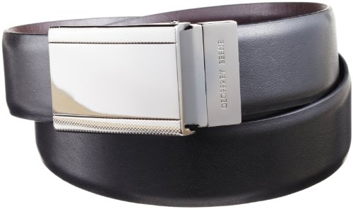 Geoffrey Beene Men's Reversible Plaque Buckle Belt,Black/Brown