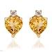 Stud Earrings With 1.40ctw Precious Stones - Genuine Citrines and Topazes Well Made in Yellow Gold Length 9mm