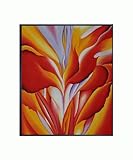 IMAGE OF Art Reproduction Oil Painting - O'Keeffe Paintings: Red Canna with Studio Black Wood Frame - 21.5