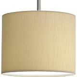 Progress Lighting P8821-01 Modular Pendant System Choose Shade and 1-Light Stem (P5198) To Make Complete Fixture 10-Inch Drum Shade, Beige Silken Fabric