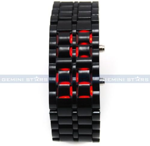 XMAS STOCK SALE!!! Bargain Super SALE! HOT PICK 2014!Black Plastic Faceless Bracelet Samurai LAVA Red LED Fashion Men Boy Sport Watch by KBL Limited