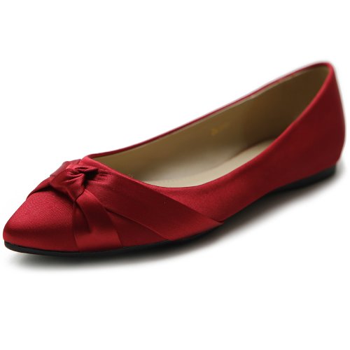 Ollio Women's Shoe Ballet Knot Accent Pointed Toe Flat