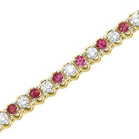14K Yellow White Gold 2 ct. Diamond and 2 3 4 ct. Ruby Bracelet by Katarina Jewelry