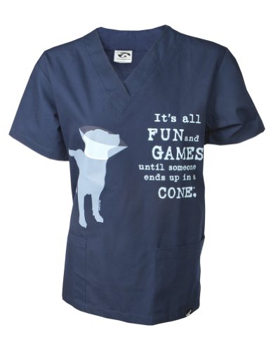 Dog is Good Unisex It's All Fun and Games Scrub Top Large Navy