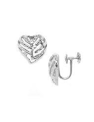 Aloha Heart Non-Pierced Earrings in 14K White Gold - 15mm