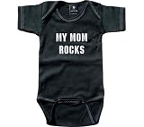 Rebel Ink Baby Infants' My Mom Rocks Short Sleeve Snapsuit Onesies,Black,S