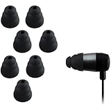 Xcessor Triple Flange Conical Replacement Silicone Earbuds 4 Pairs (Set of 8 Pieces) (Medium, Black)