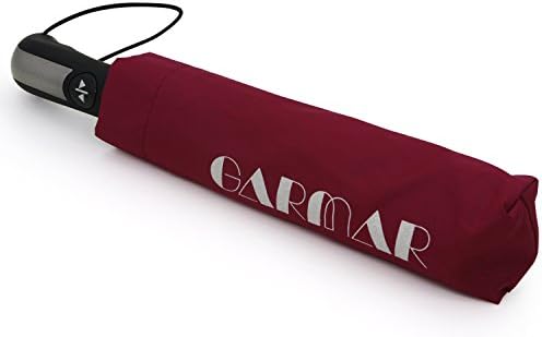 GARMAR Travel Umbrella, Automatic Open/Close , Windproof 10-RIB Construction, Waterproof Superior Pongee, Ergonomic Slip-Proof Handle, Compact, Lightweight. (RED)