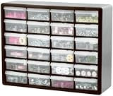 Akro-Mils 10724 24-Drawer Plastic Parts Storage Hardware and Craft Cabinet, 20-Inch by 16-Inch by 6-1/2-Inch, Black/Grey