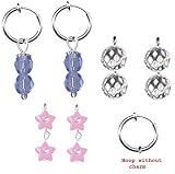 Girls Non Pierced Clip on Hoop Earrings / February Birthstone Dangles