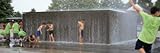 Group of Boys Playing in a Water Fountain, Navy Pier, Chicago, Illinois, USA Photographic Poster Print by Panoramic Images , 32x96