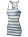 Xpril Women's Basic Sleeveless Ribbed Racer-Back Wide Stripe Tight Fit Tank Top