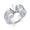 1.57ct Diamond (G-H, SI2) 14k White Gold Channel Set Princess Cut Engagement Semi Mount Ring Setting