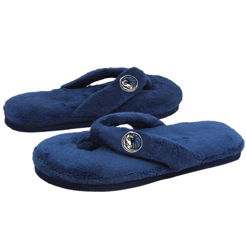 Dallas Mavericks Ladies Navy Blue Plush Thong Flip Flop Slippers (5/6)