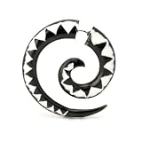 Black tribal organic carved of spiral horn bone single earring by 81stgeneration