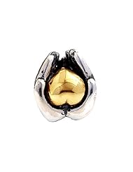 SilveRado(tm) MS253T Sterling Silver/Gold Heart in Hand Bead / Charm