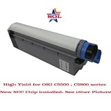 100% Brand New Compatible OKI C5500, C5800, C5500n/c5800ldn Yellow Toner Cartridge (5,000 Pages) 43381901, 43324401