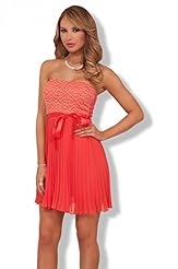 Strapless Floral Print Cocktail Sequined Pleated Flowy Lace Polyester/Spandex Sleeveless Sweetheart  Dress With a Ribbon  and a Sash 