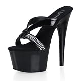 ADORE-705R, 6 1/2'' Stiletto Heel Platform Slide With Rhinestones, by Pleaser USA