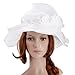 Vbiger Women's Summer Flat Large Wide Brim Gauze Kentucky Derby Sun Hat (White)