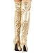 Breckelles BH08 Metallic Leatherette Round Toe Thigh High Stiletto Heel Boot - Gold