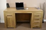Light Solid Oak - Double Pedestal Computer Desk 522