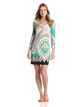 Hot Sale Ali Ro Women's 3/4 Sleeve V Neck Jersey Dress, Peacock Multi, 6
