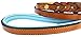 Soft Touch Collars Leather Braided Dog Leash, Tan with Teal Padded Handle, 4ft Long x 1/2 Inch Wide, for Small Dogs