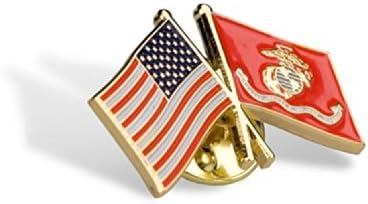 U.S. Marine Corps Flag and American Flag Lapel or Hat Pin